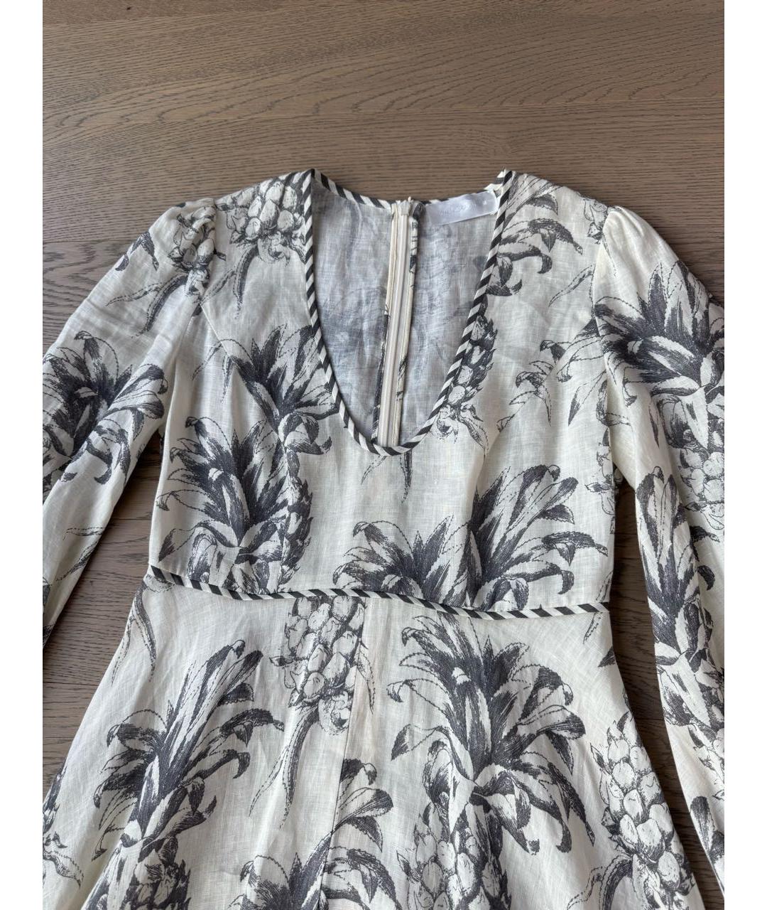 ZIMMERMANN Серебряное льняное повседневное платье, фото 4