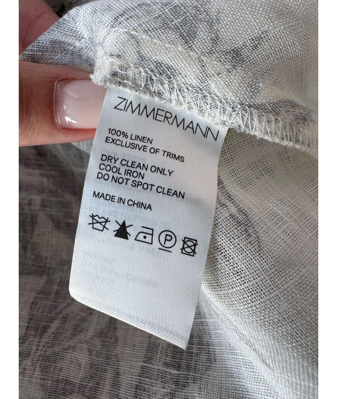 ZIMMERMANN Серебряное льняное повседневное платье, фото 6