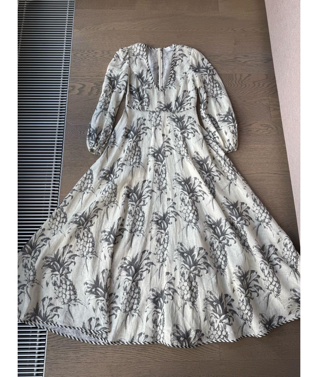 ZIMMERMANN Серебряное льняное повседневное платье, фото 7