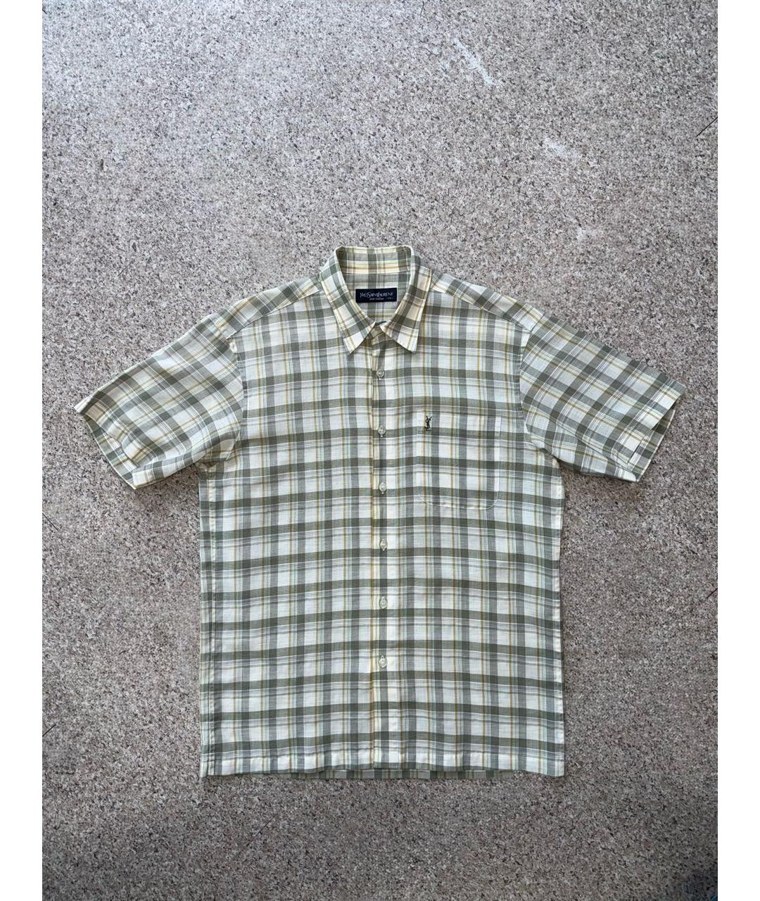 SAINT LAURENT Бежевая хлопко-полиэстеровая кэжуал рубашка, фото 9