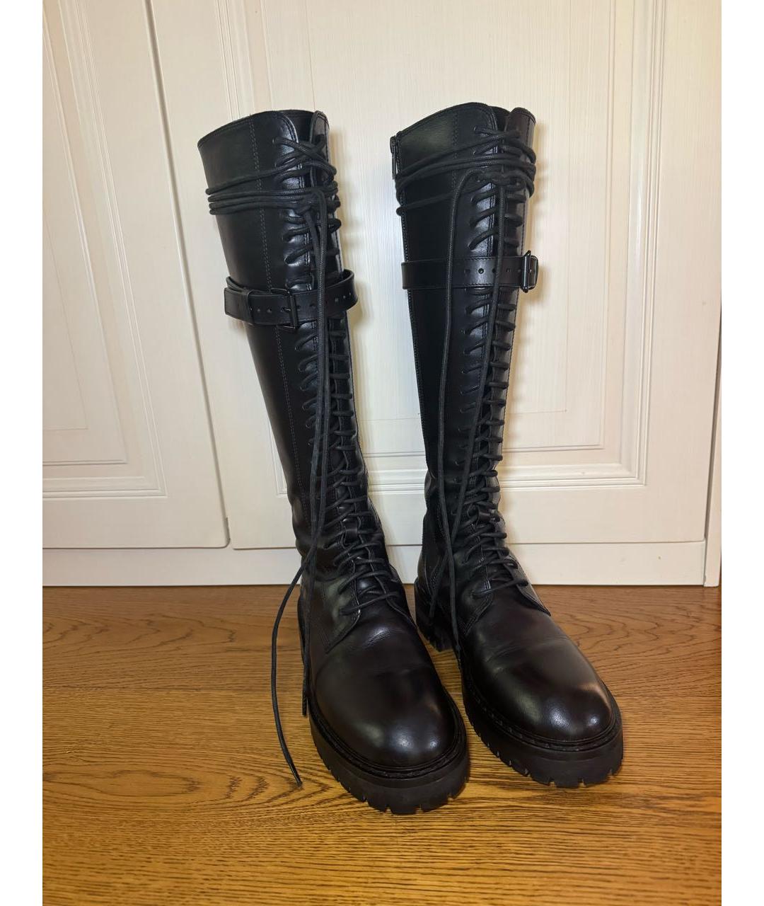 ANN DEMEULEMEESTER Черные кожаные сапоги, фото 3