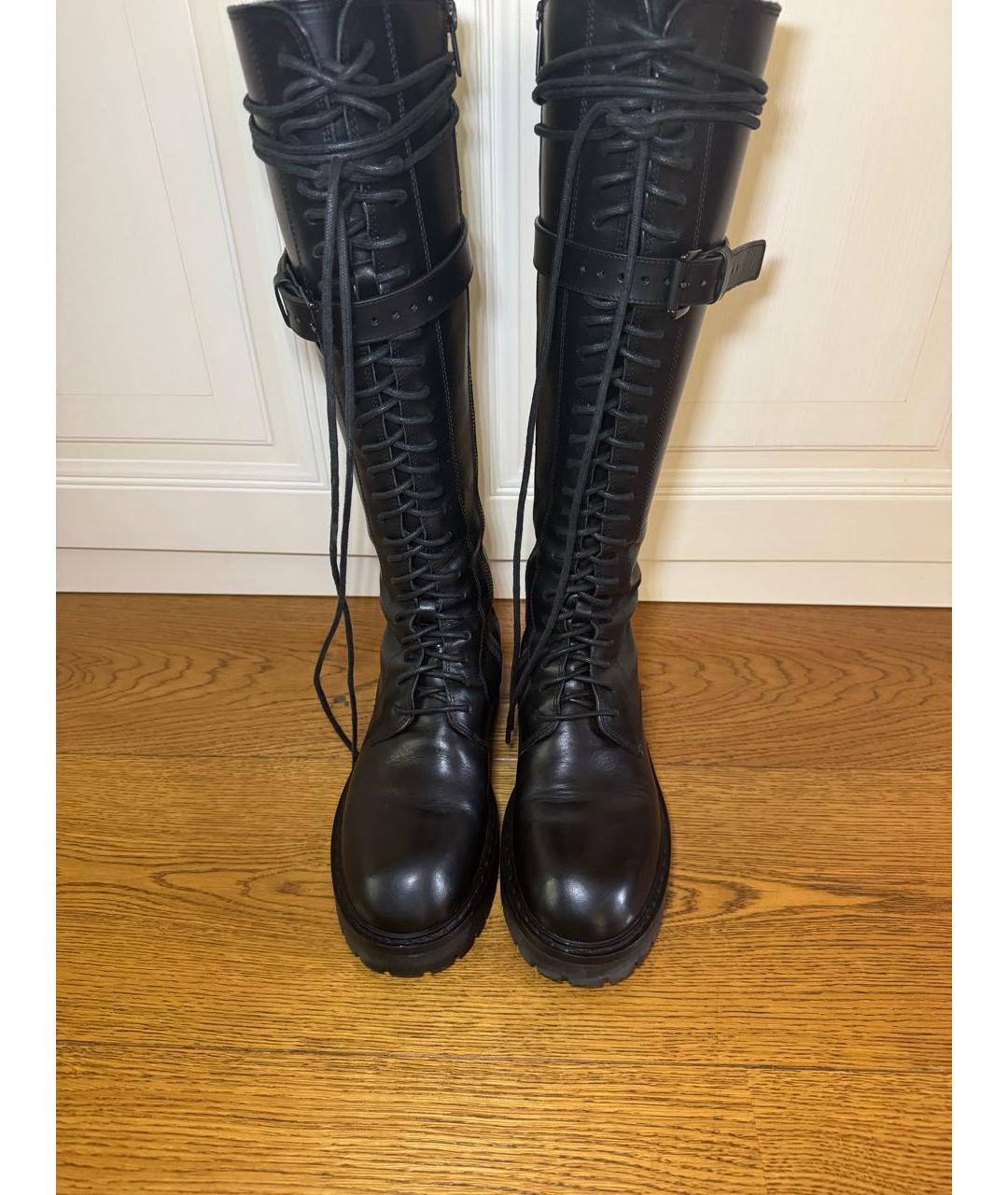 ANN DEMEULEMEESTER Черные кожаные сапоги, фото 4