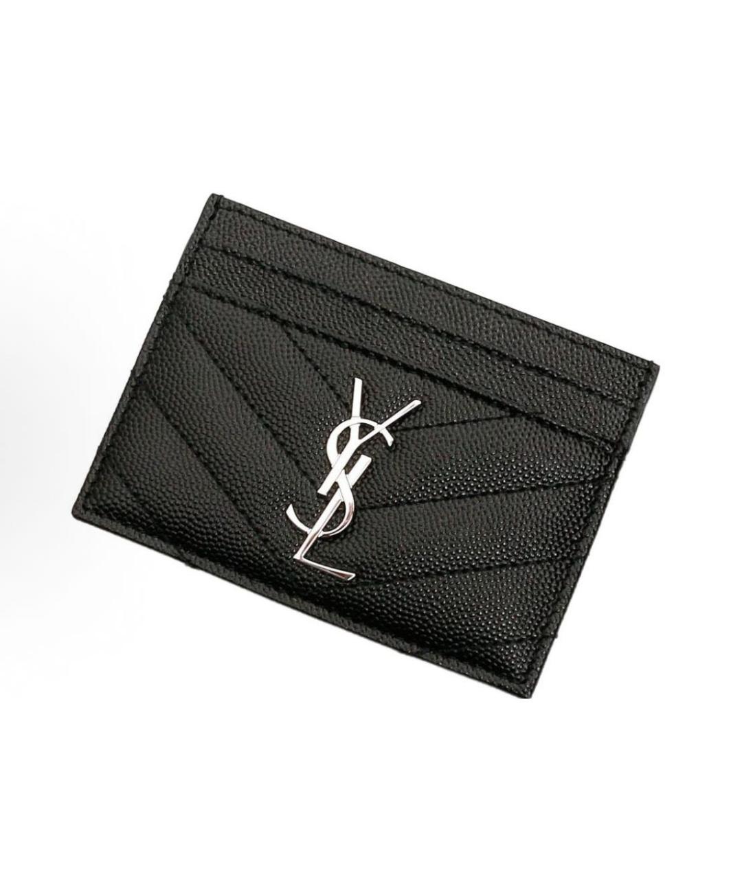 SAINT LAURENT Черный кожаный кардхолдер, фото 8