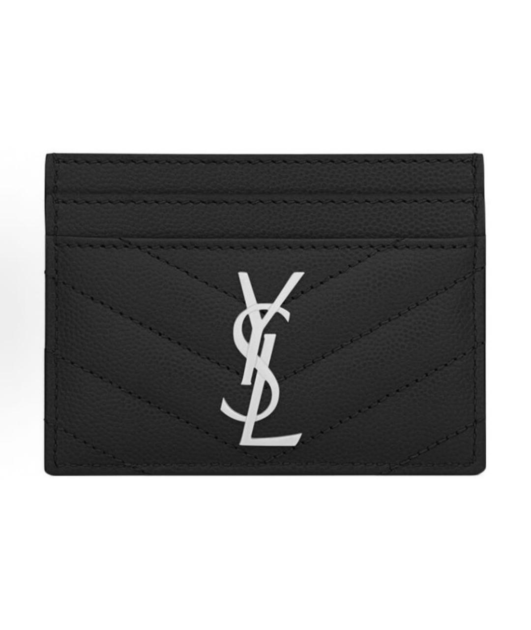 SAINT LAURENT Черный кожаный кардхолдер, фото 6