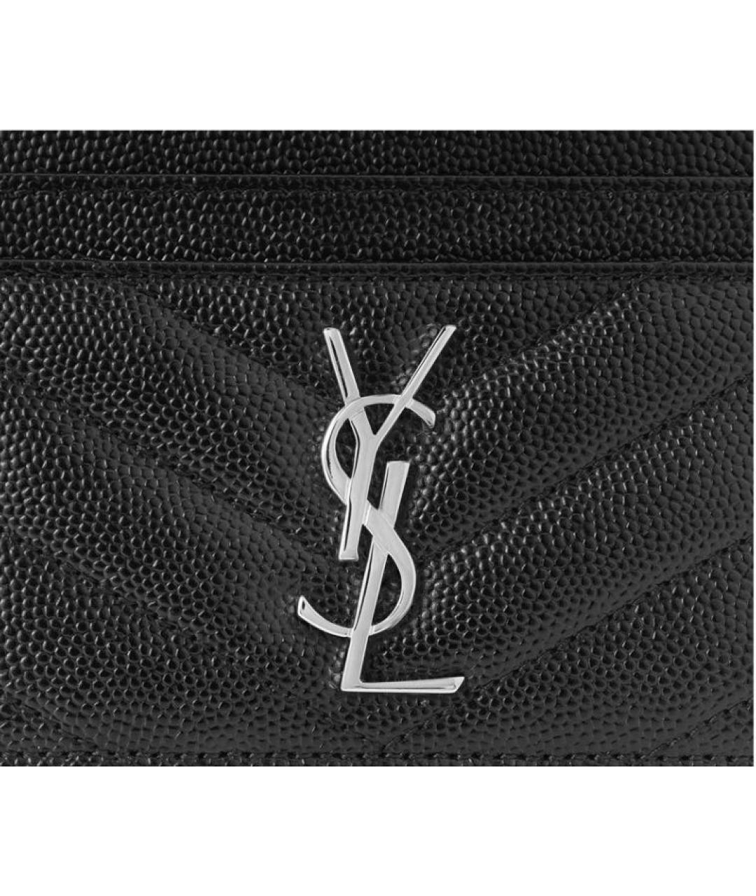 SAINT LAURENT Черный кожаный кардхолдер, фото 5