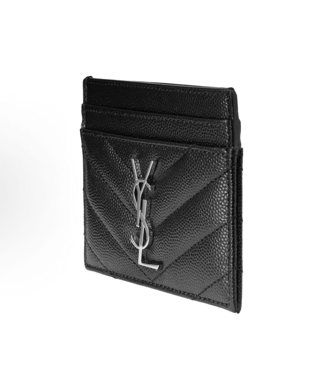 SAINT LAURENT Черный кожаный кардхолдер, фото 7
