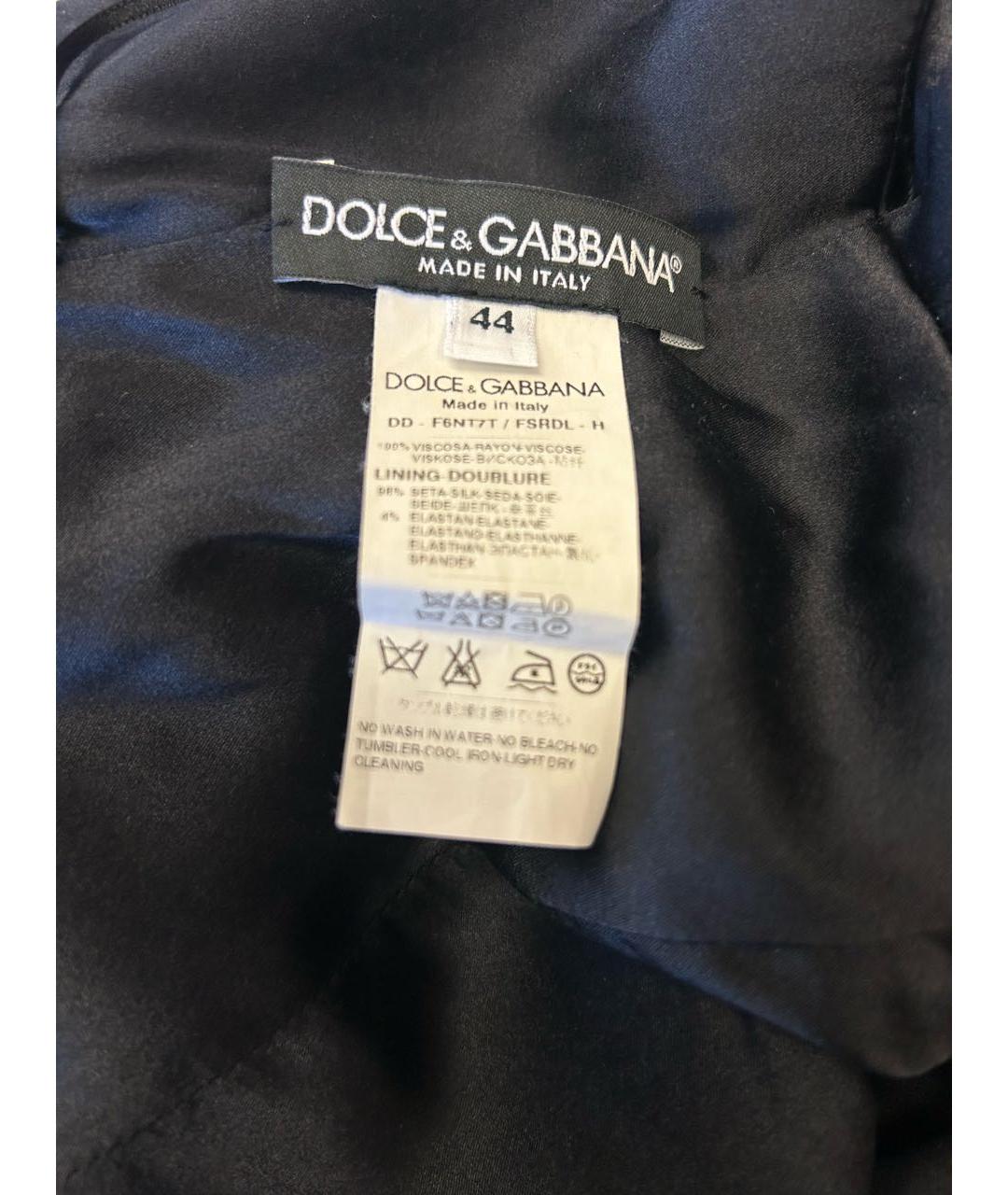 DOLCE&GABBANA Черное шелковое повседневное платье, фото 5