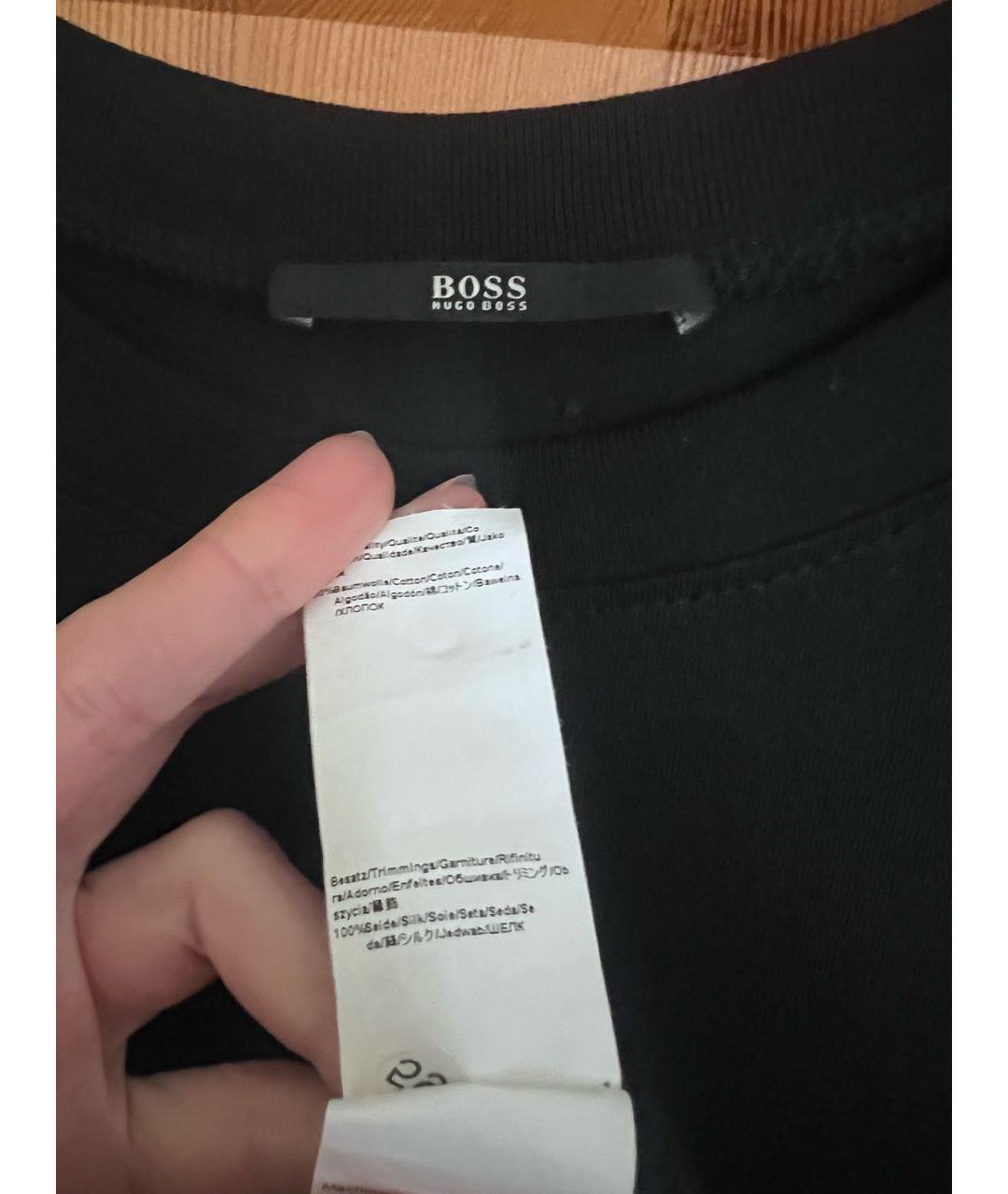 HUGO BOSS Черное хлопковое повседневное платье, фото 4
