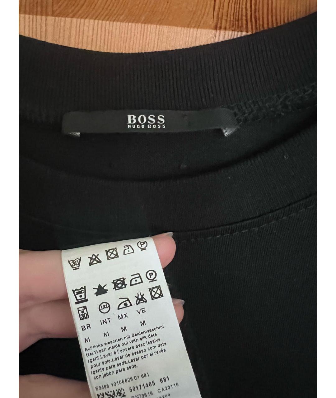 HUGO BOSS Черное хлопковое повседневное платье, фото 3