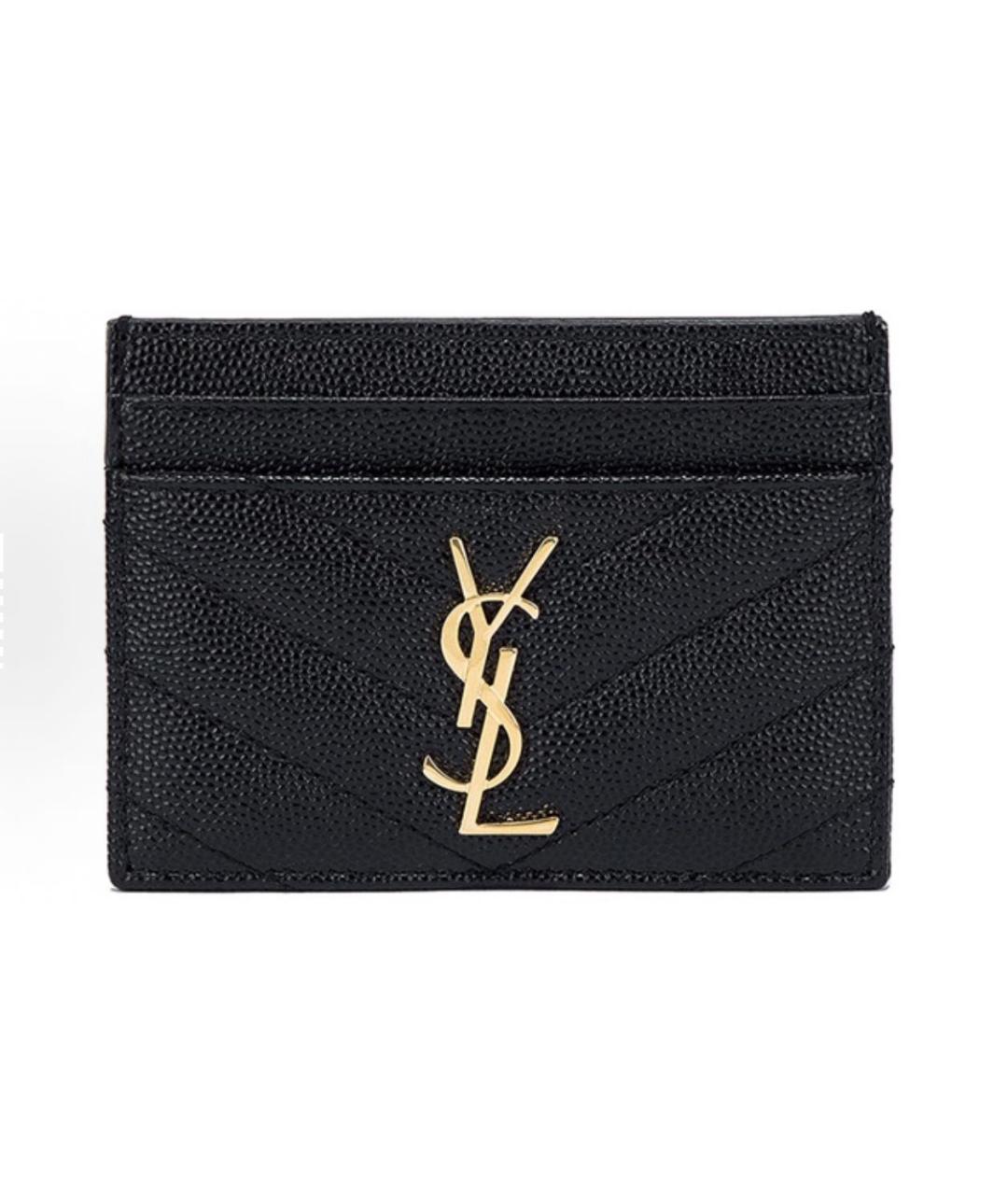 SAINT LAURENT Черный кожаный кардхолдер, фото 2