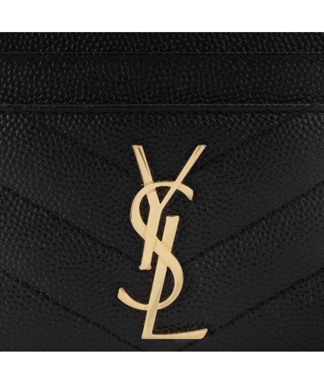 SAINT LAURENT Черный кожаный кардхолдер, фото 8