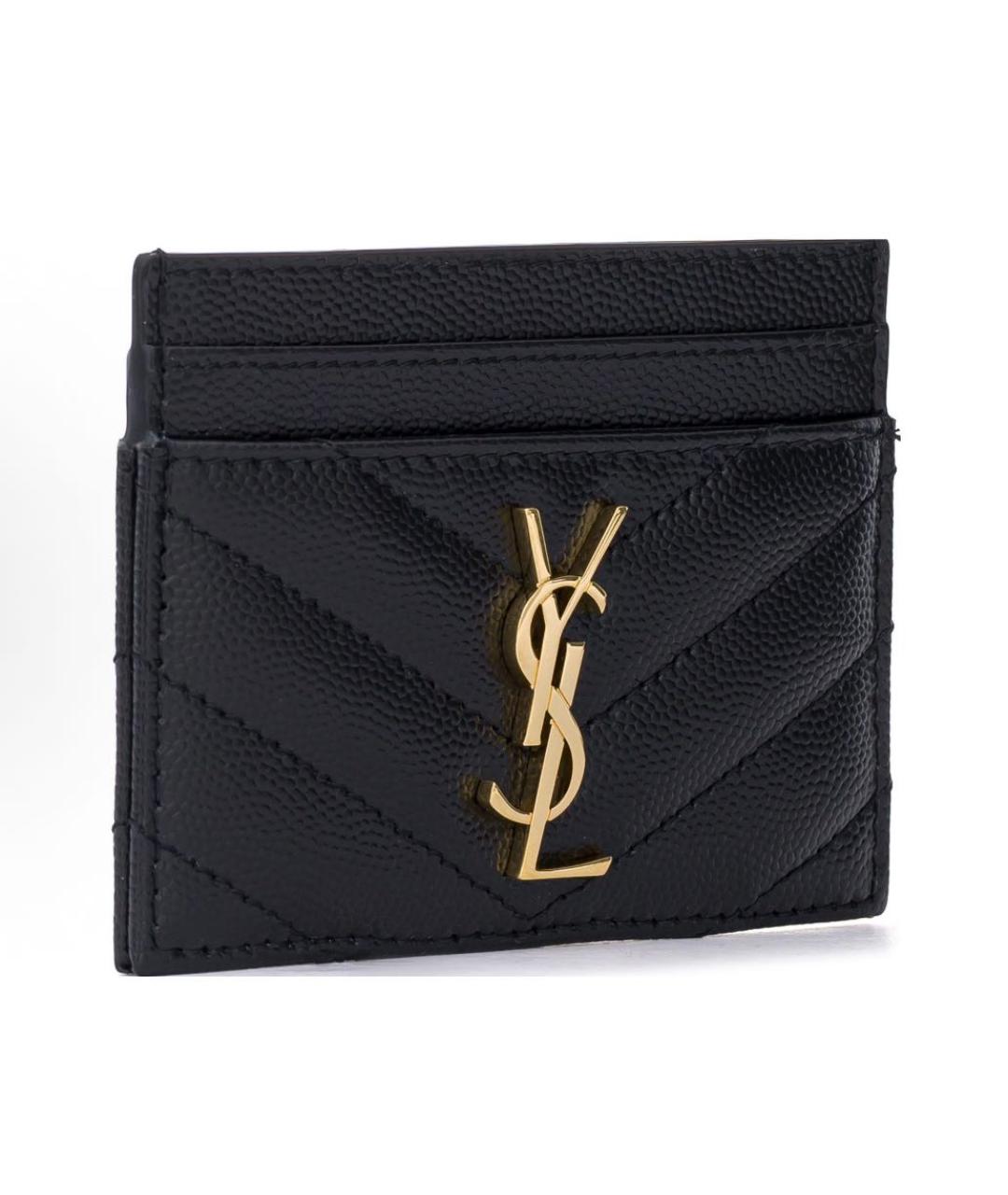 SAINT LAURENT Черный кожаный кардхолдер, фото 5