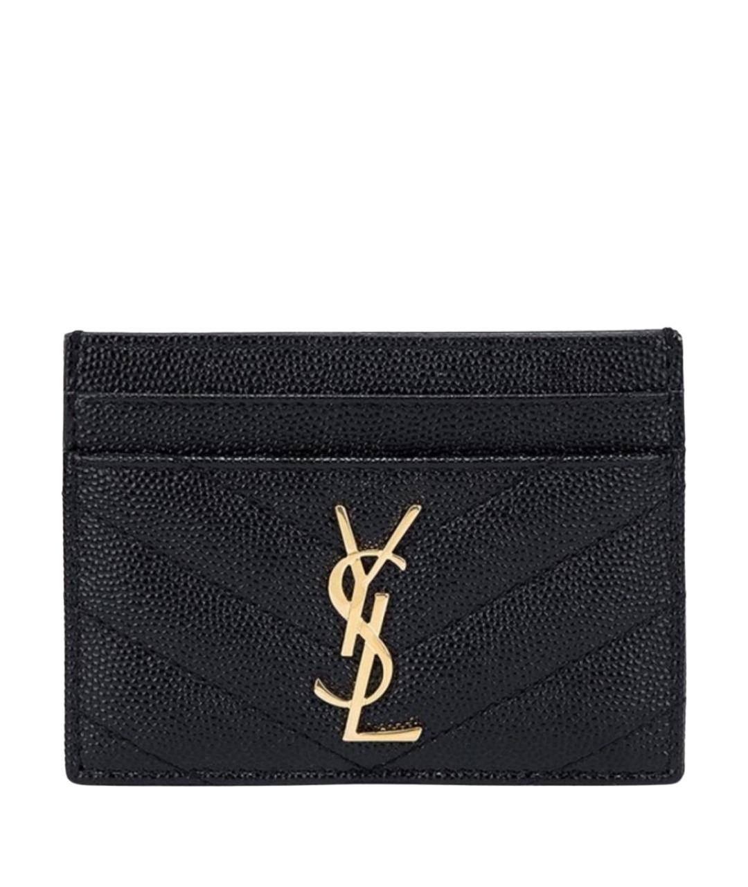 SAINT LAURENT Черный кожаный кардхолдер, фото 1