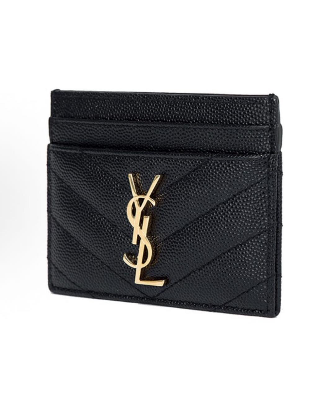 SAINT LAURENT Черный кожаный кардхолдер, фото 3