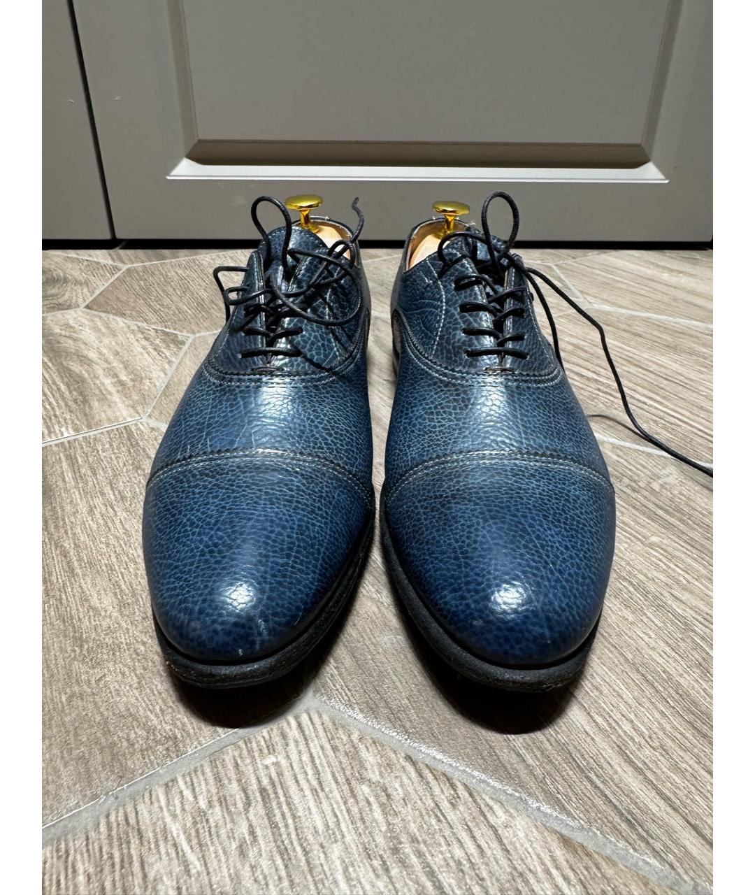 SANTONI Синие кожаные низкие ботинки, фото 8