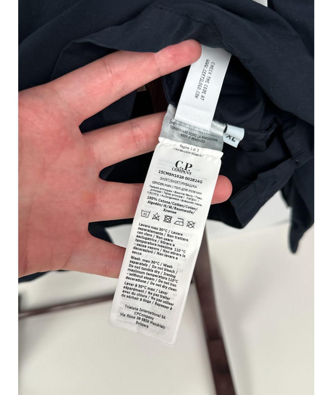 CP COMPANY Темно-синяя хлопковая кэжуал рубашка, фото 7