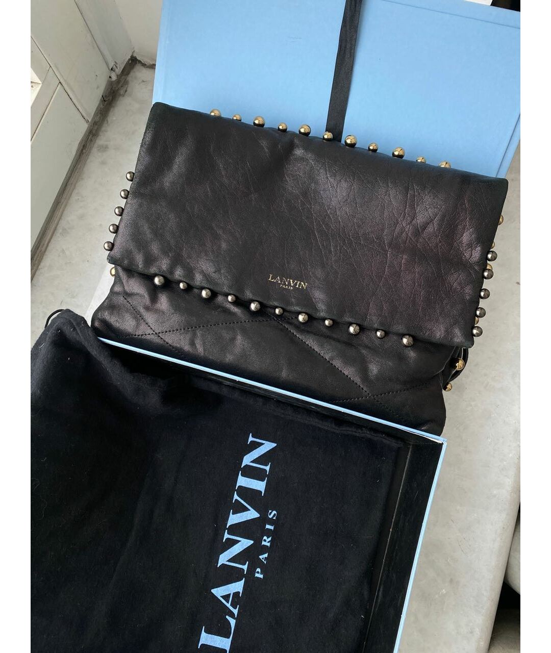 LANVIN Черная кожаная сумка тоут, фото 2