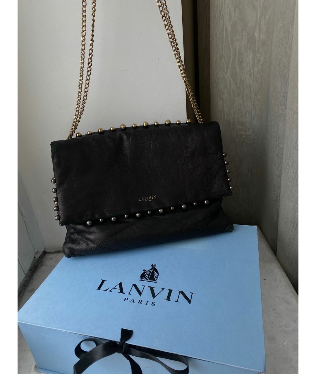 LANVIN Черная кожаная сумка тоут, фото 9