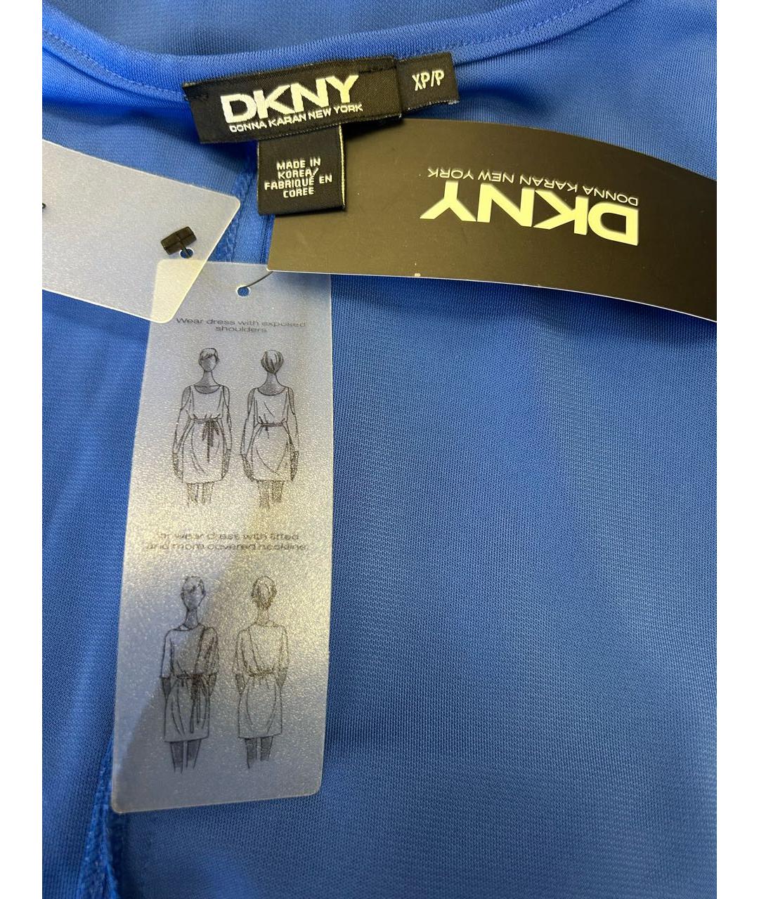 DKNY Синее полиэстеровое повседневное платье, фото 6