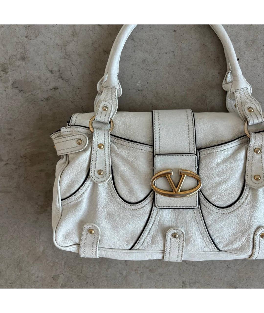 VALENTINO Белая кожаная сумка тоут, фото 4
