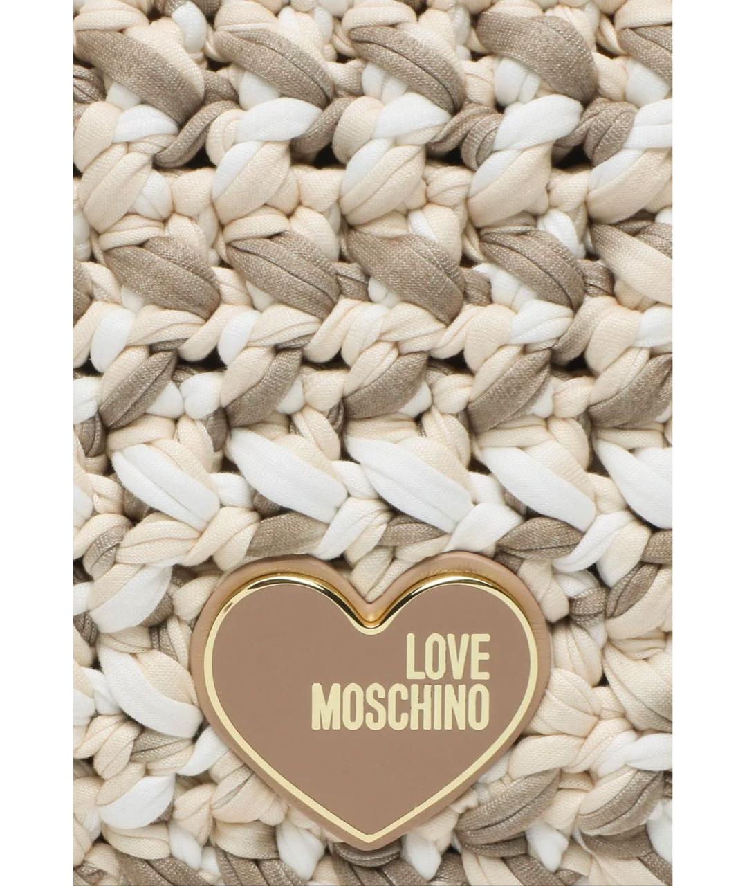 LOVE MOSCHINO Бежевая пелетеная сумка с короткими ручками, фото 2