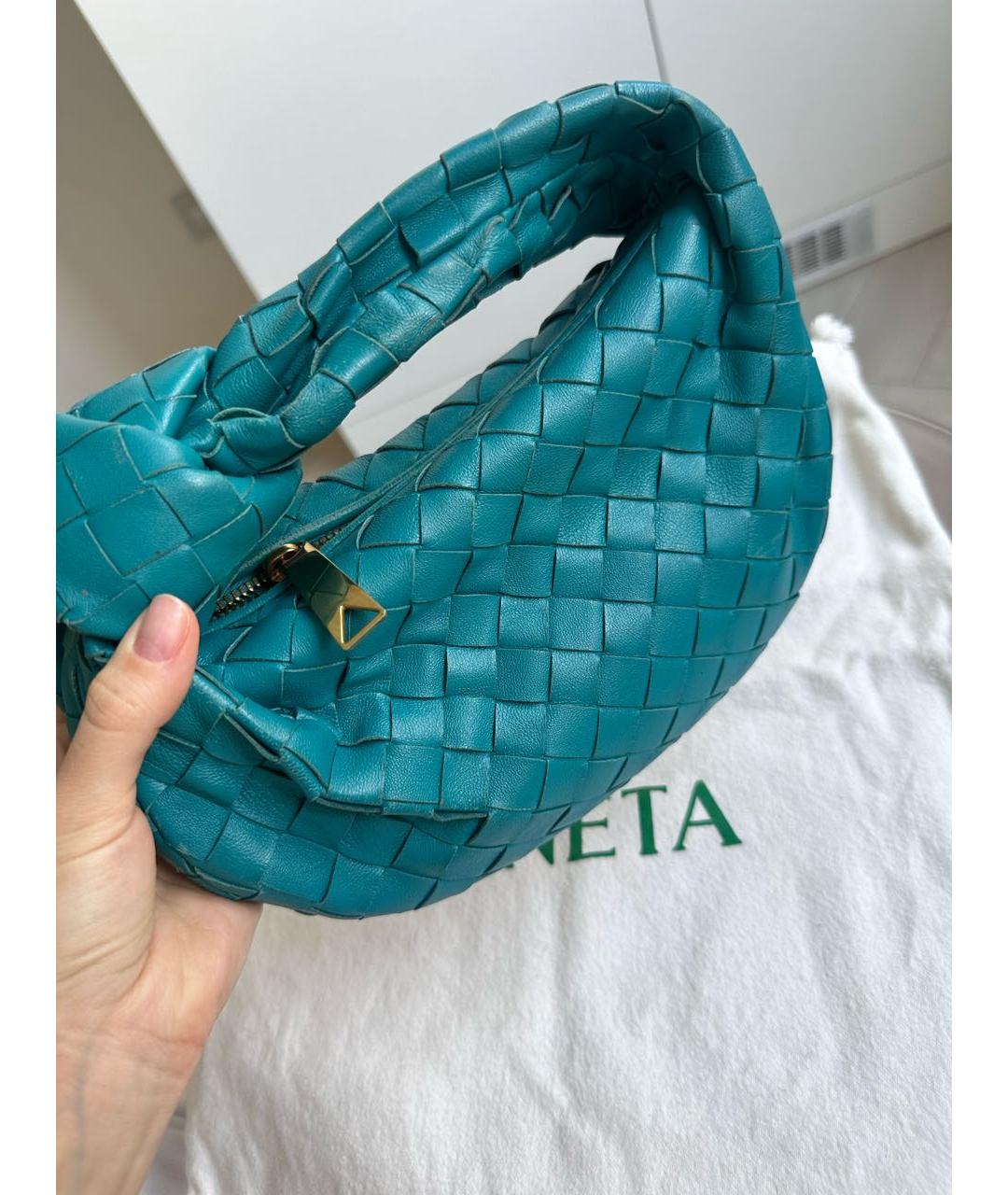 BOTTEGA VENETA Бирюзовая кожаная сумка с короткими ручками, фото 6