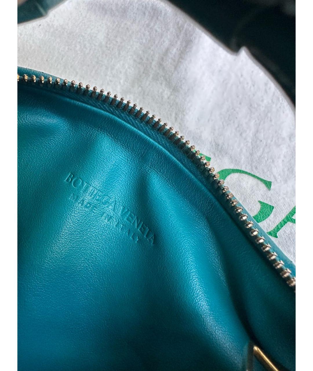 BOTTEGA VENETA Бирюзовая кожаная сумка с короткими ручками, фото 4