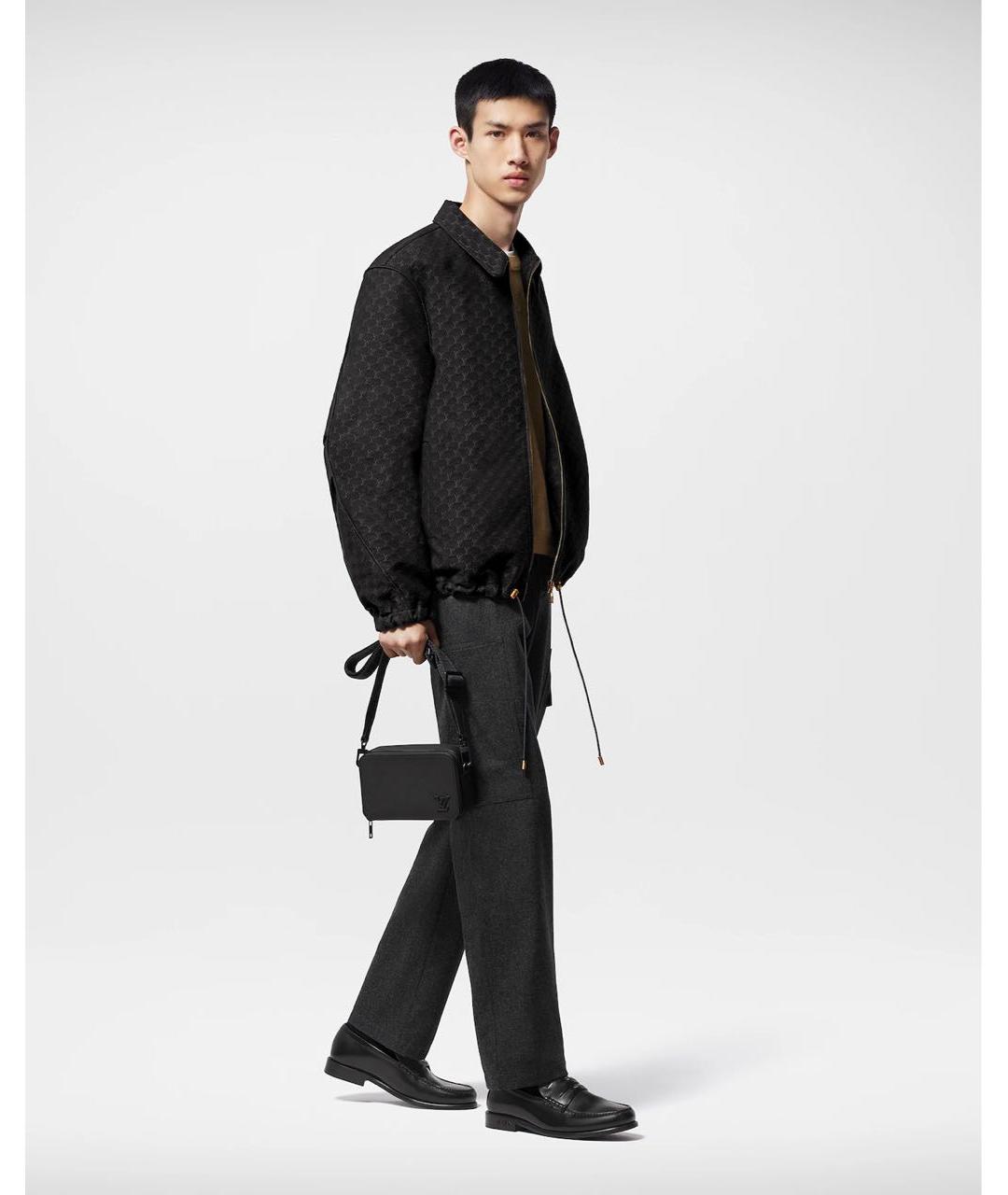 LOUIS VUITTON Черная кожаная сумка на плечо, фото 8