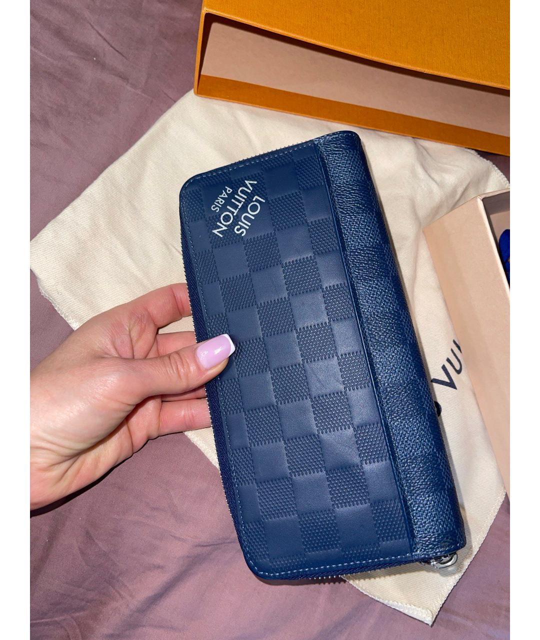 LOUIS VUITTON Синий кожаный кошелек, фото 2