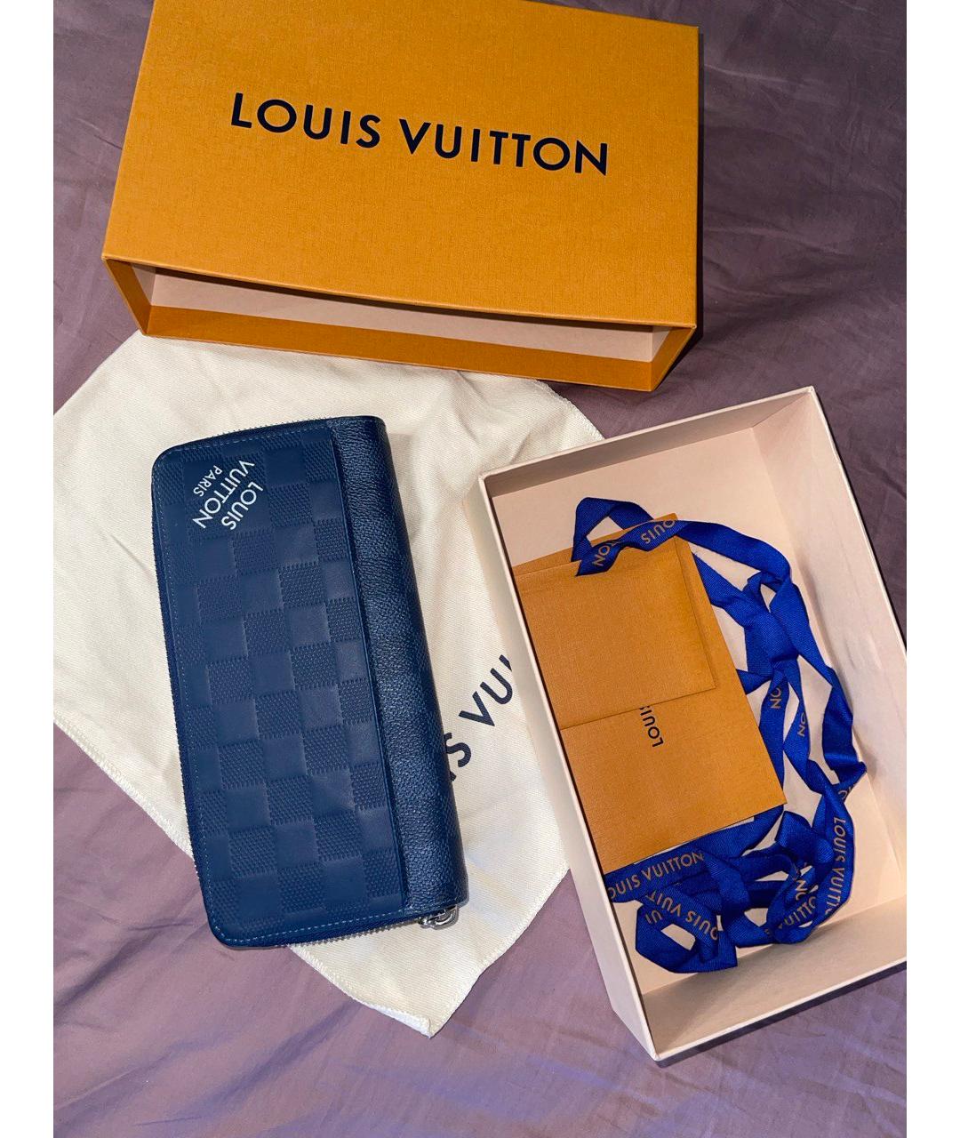LOUIS VUITTON Синий кожаный кошелек, фото 5