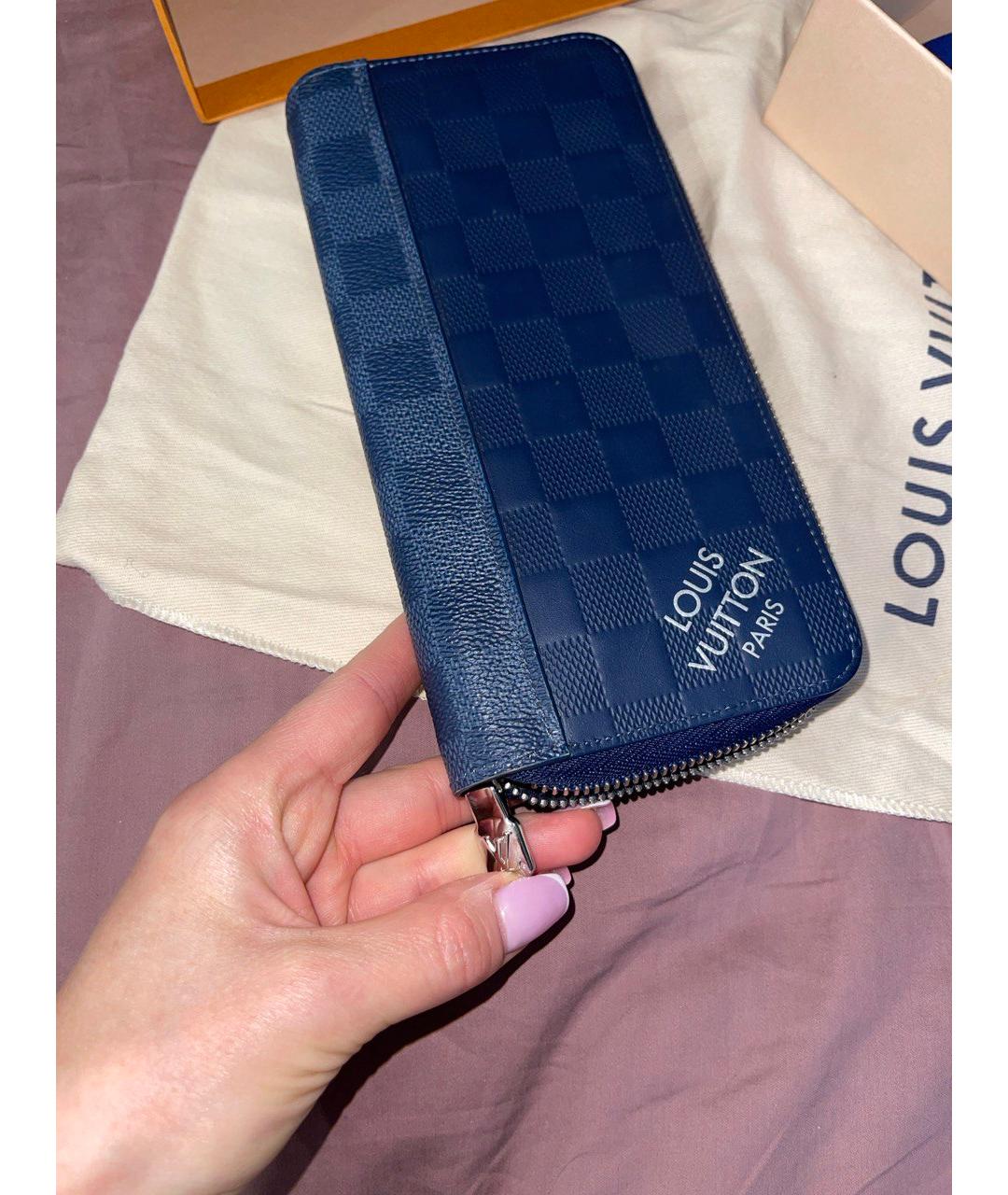 LOUIS VUITTON Синий кожаный кошелек, фото 4