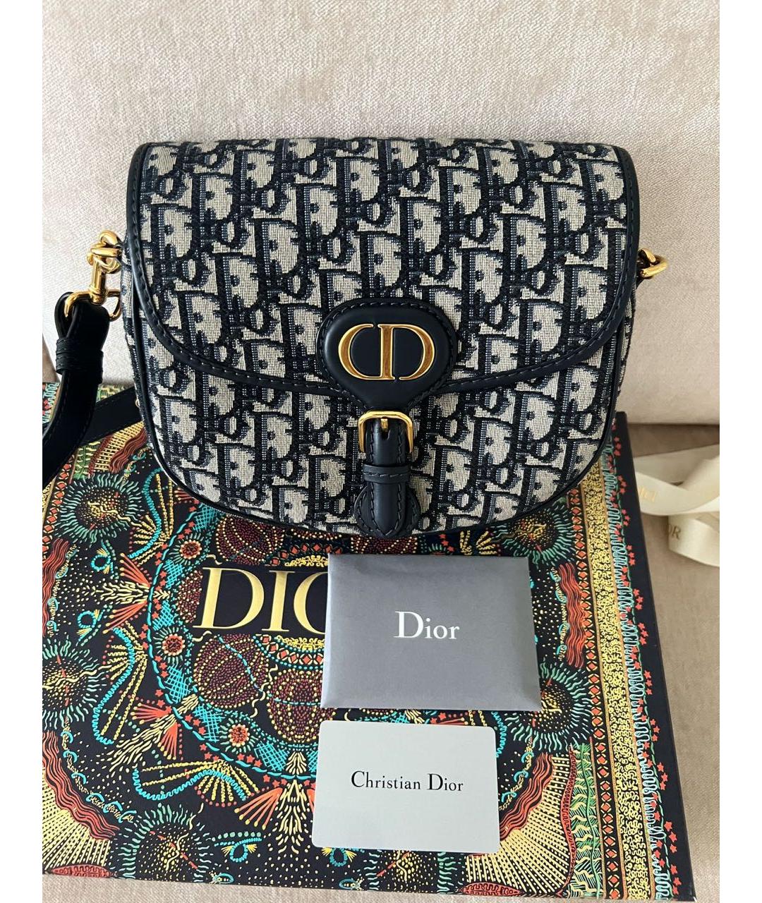 CHRISTIAN DIOR Темно-синяя кожаная сумка через плечо, фото 5