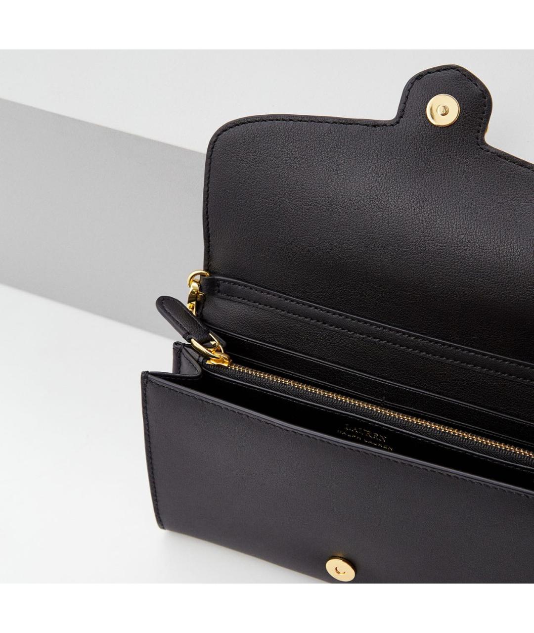 RALPH LAUREN Черная кожаная сумка через плечо, фото 4