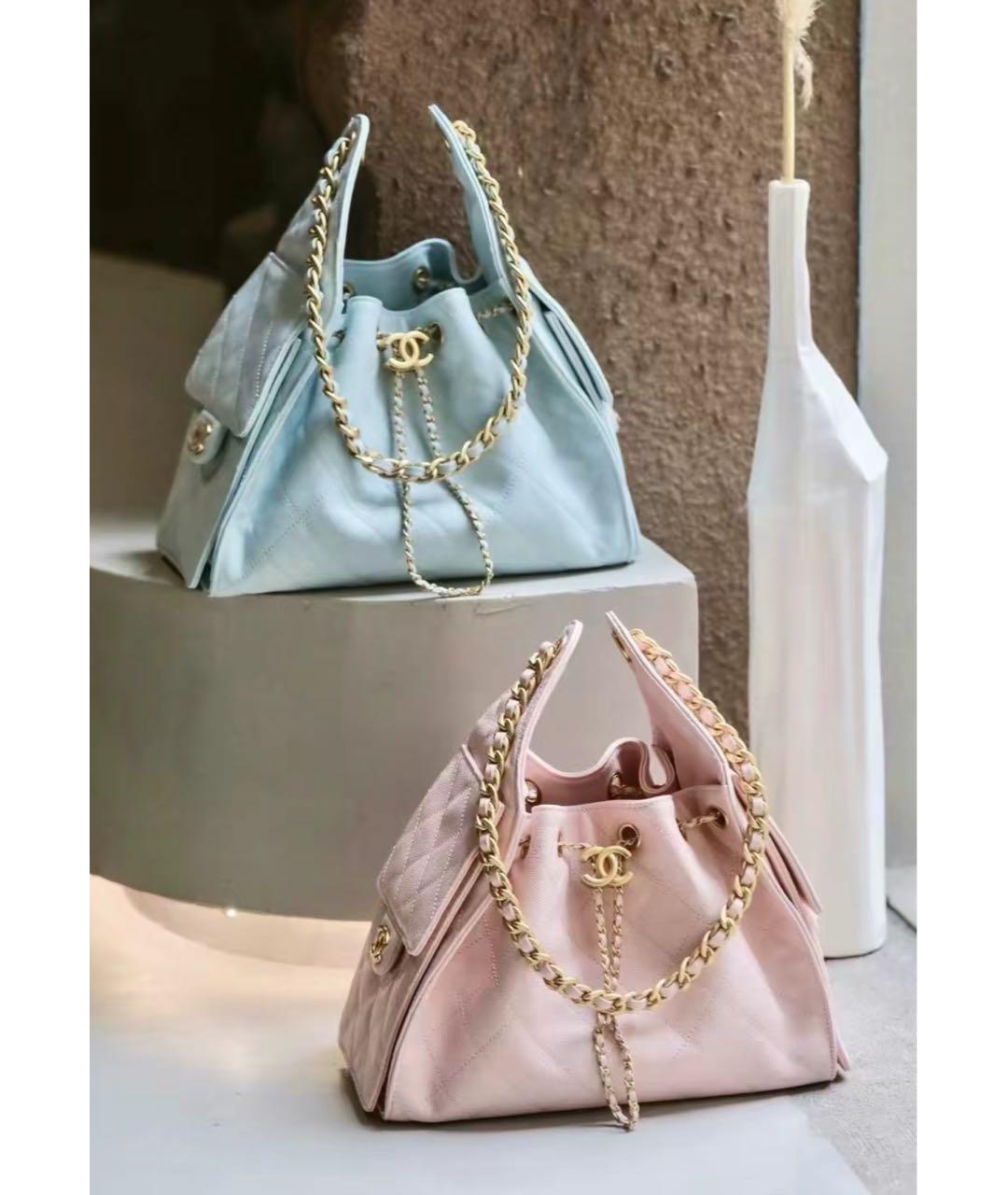 CHANEL Розовая кожаная сумка тоут, фото 5