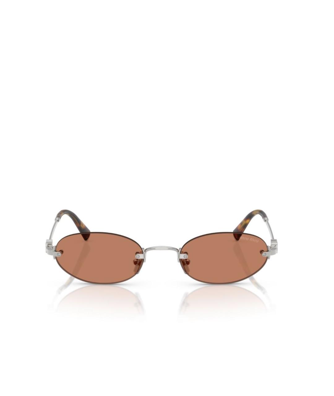 MIU MIU Коричневые металлические солнцезащитные очки, фото 4