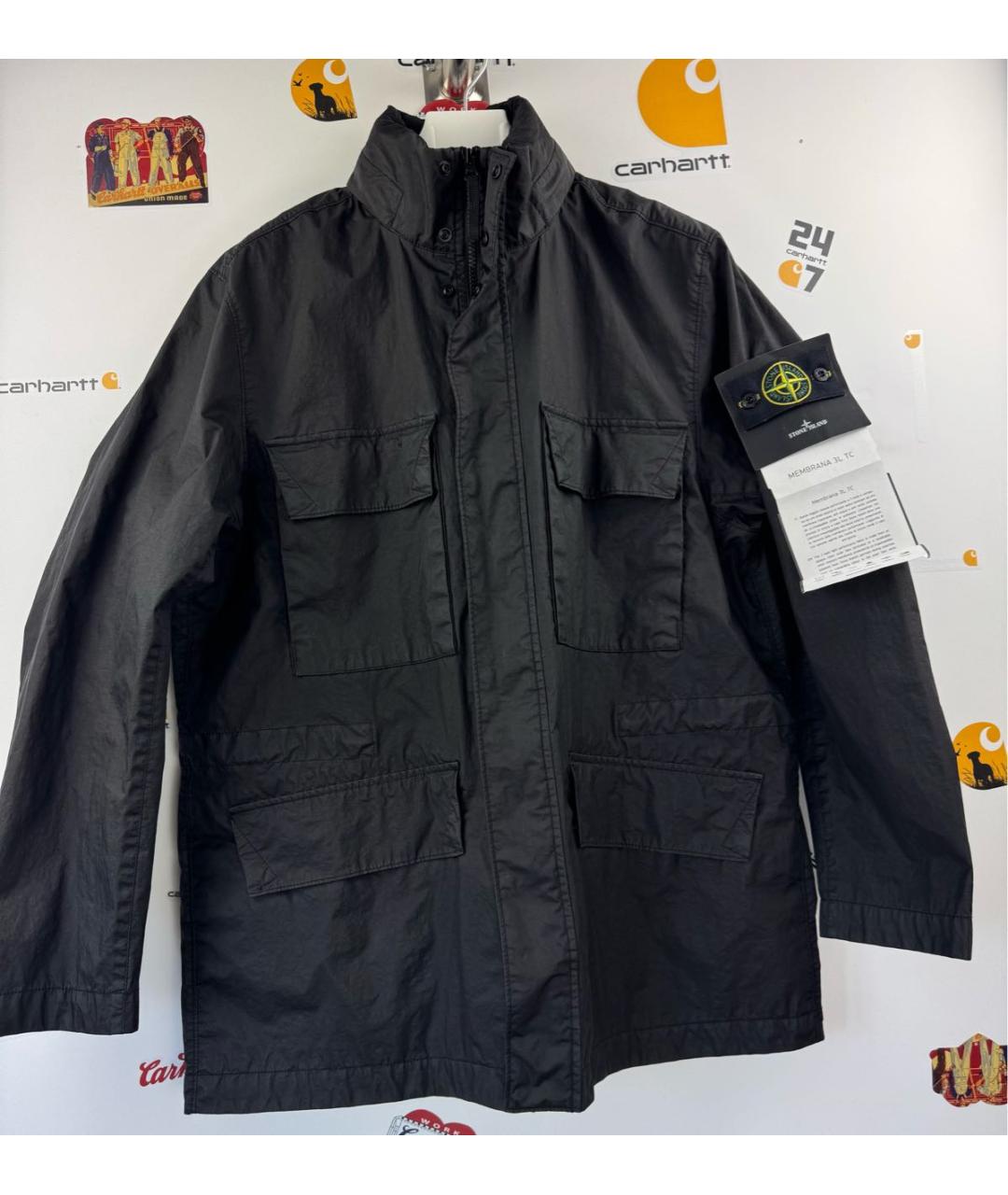 STONE ISLAND Черная полиуретановая куртка, фото 8
