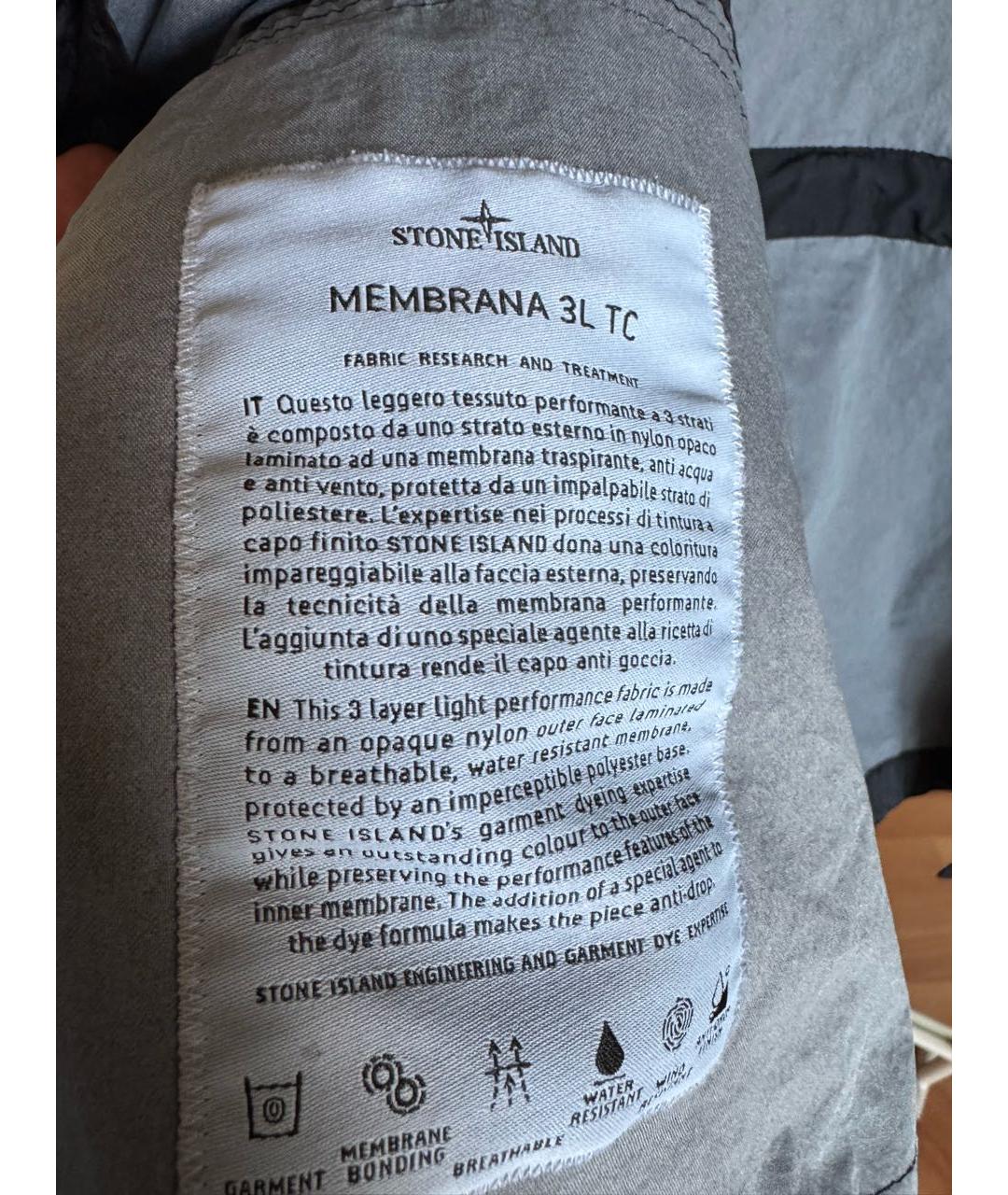 STONE ISLAND Черная полиуретановая куртка, фото 2