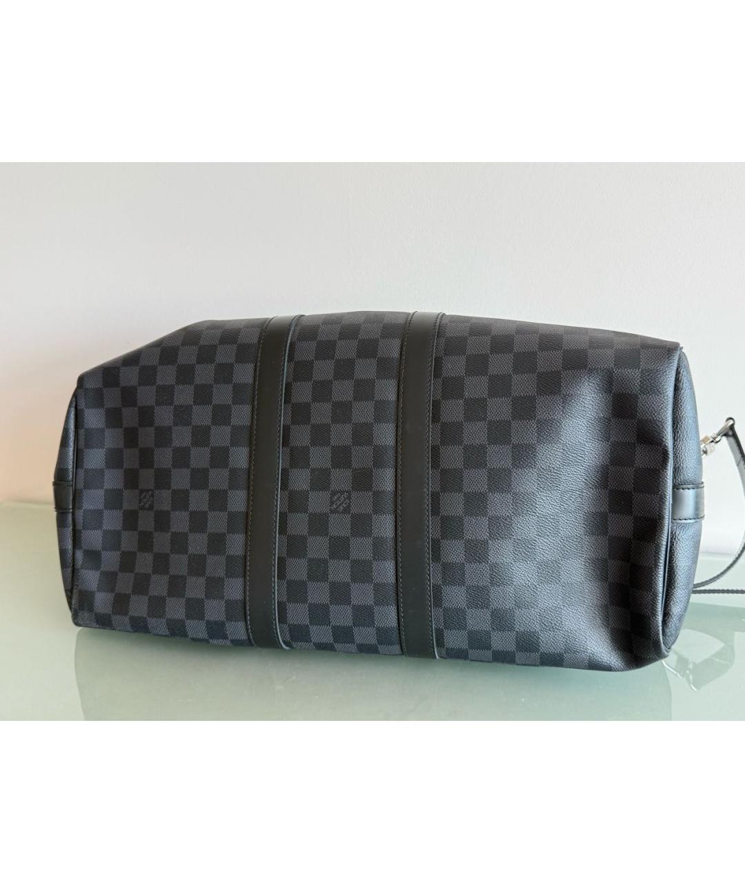 LOUIS VUITTON Антрацитовая кожаная дорожная/спортивная сумка, фото 3