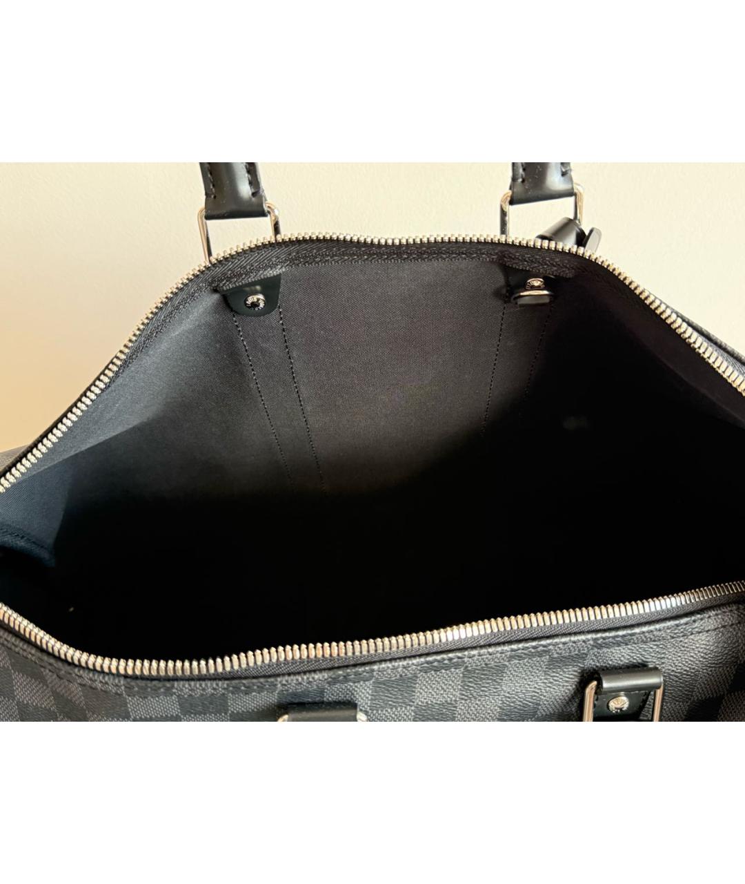 LOUIS VUITTON Антрацитовая кожаная дорожная/спортивная сумка, фото 2