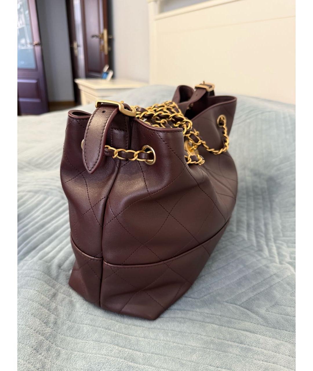 CHANEL Бордовая кожаная сумка тоут, фото 2