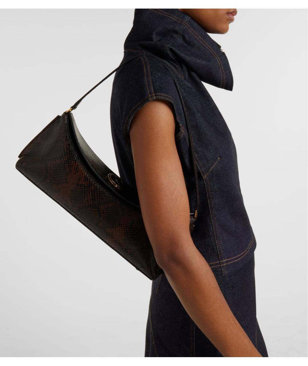 JACQUEMUS Коричневая кожаная сумка с короткими ручками, фото 5