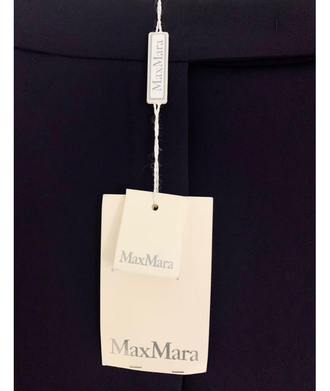 MAX MARA Темно-синие полиэстеровые прямые брюки, фото 5