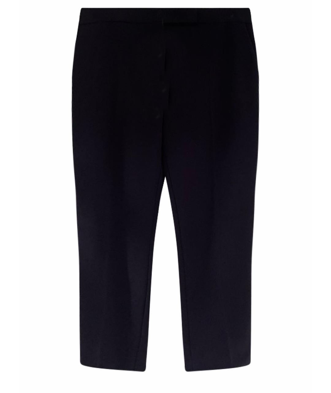 MAX MARA Темно-синие полиэстеровые прямые брюки, фото 1