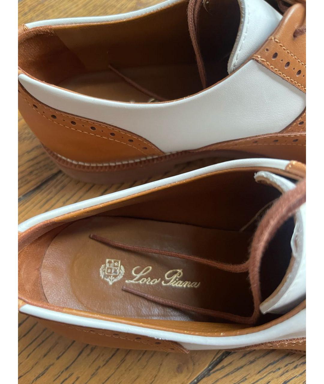 LORO PIANA Коричневые кожаные брогги и оксфорды, фото 3