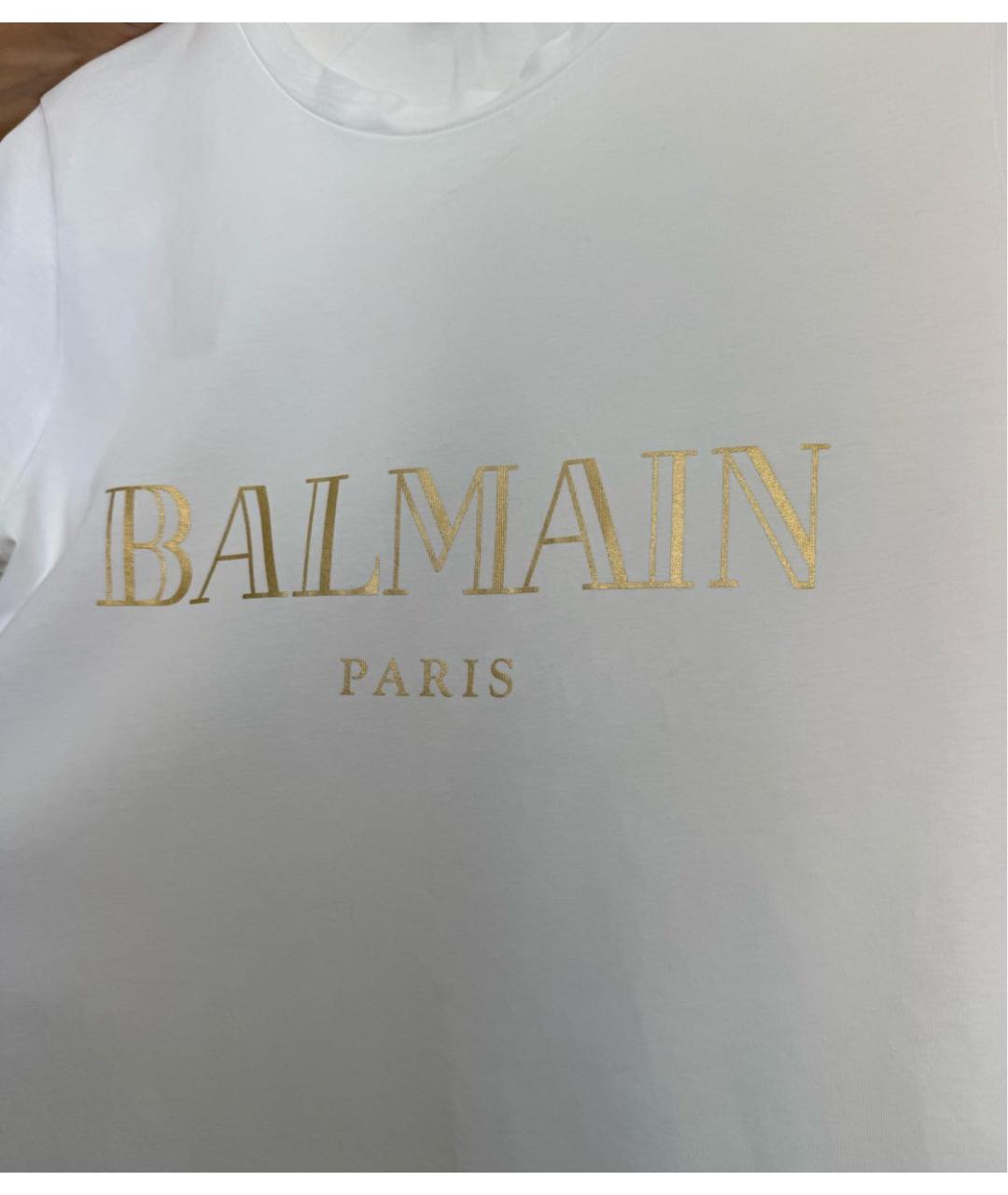 BALMAIN Белая хлопковая футболка, фото 4