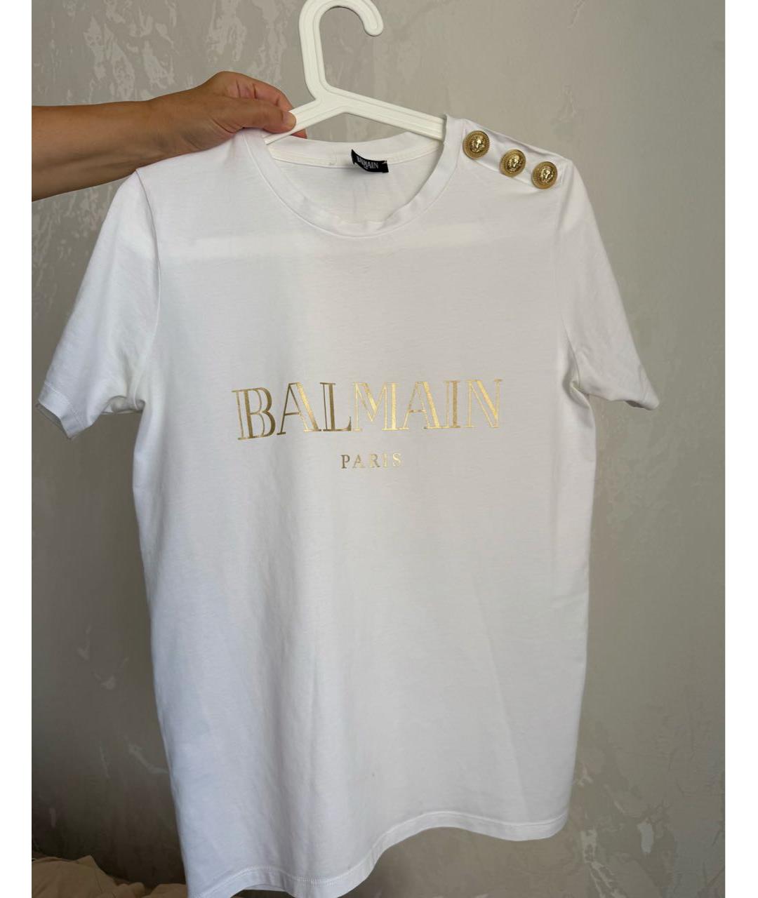BALMAIN Белая хлопковая футболка, фото 5
