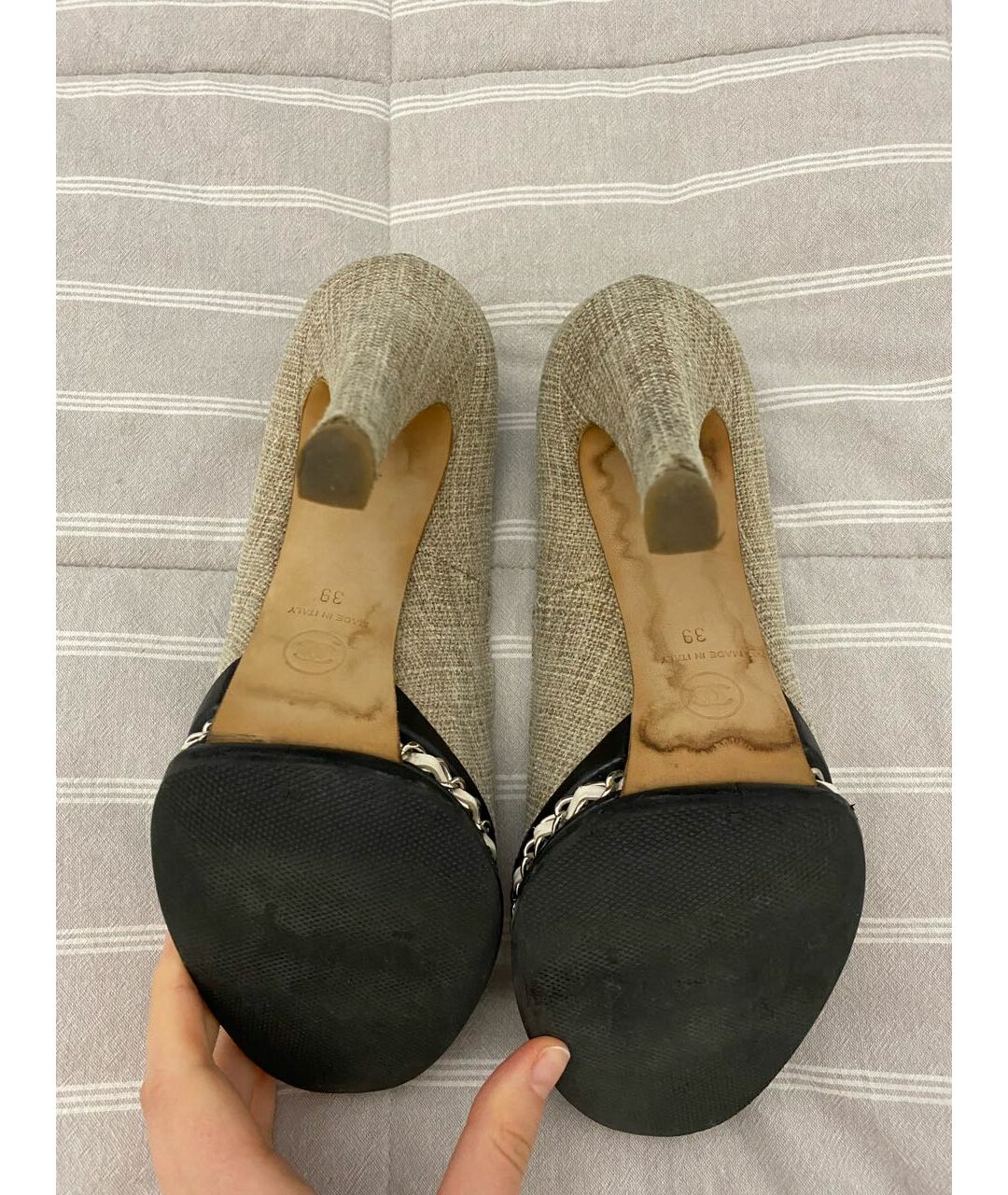 CHANEL PRE-OWNED Бежевые кожаные туфли, фото 5