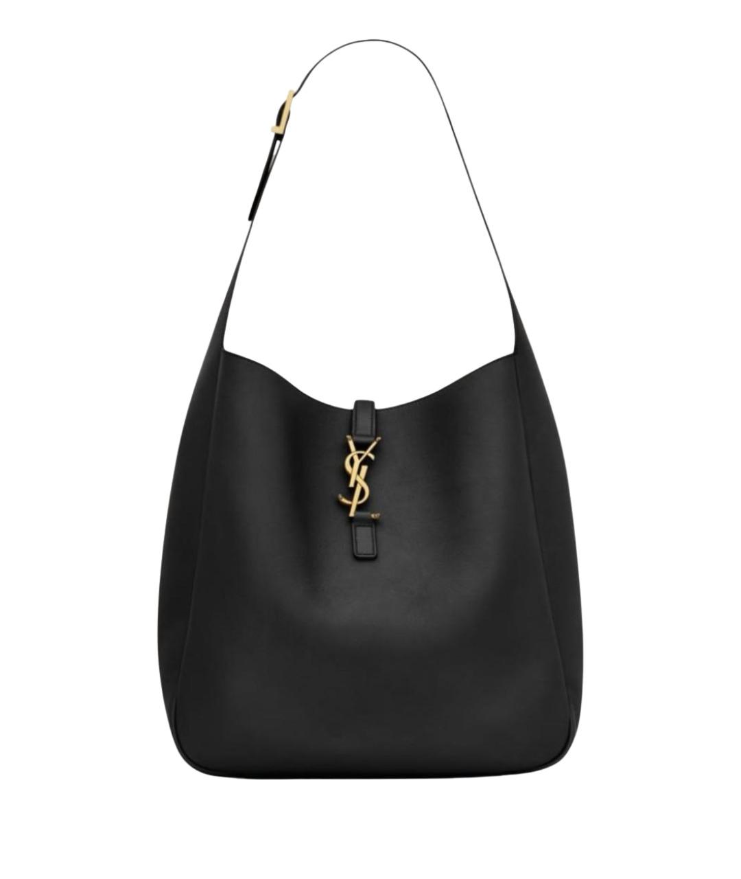 SAINT LAURENT Черная кожаная сумка тоут, фото 1