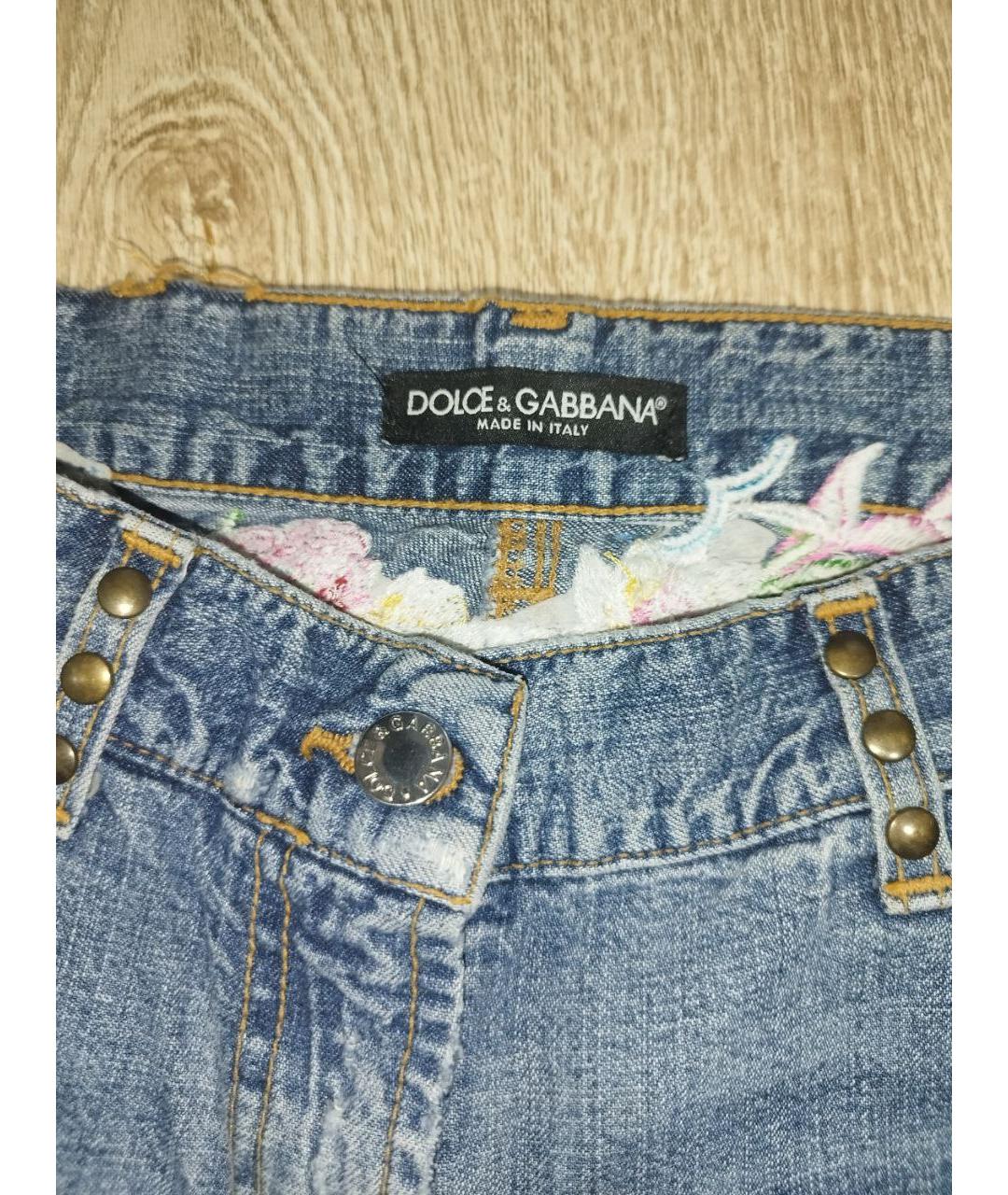 DOLCE&GABBANA Синие хлопковые джинсы клеш, фото 3