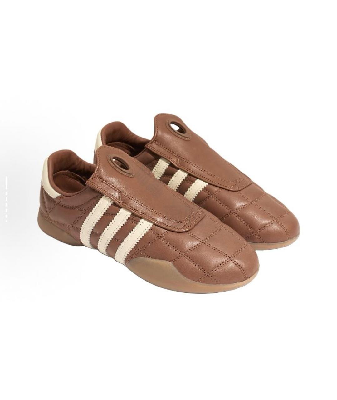 ADIDAS Коричневые кожаные низкие кроссовки / кеды, фото 3